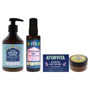 Restorative Hair Treatment With Fenugreek - Neem and Reetha Ultra Nourishing Shampoo with Maka and Neem Revitalizing Mist Kit by AyurVita for Unisex - 3 Pc Kit