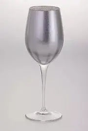 Barski European Glass Stemmed Water/ Wine Goblets- Silver- 14 oz.-Set/6