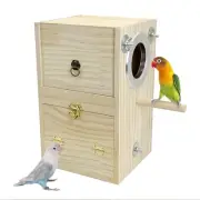 Bird Nesting Box Wooden Parakeet Nesting Box Parrots Breeding Mating House Wo...