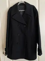 NWT Uniqlo Men Wool Blended Pea Coat Outwear Navy Size XL