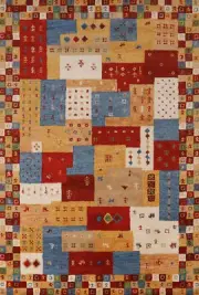 Modern Gabbeh Rug Hand-tufted Wool Carpet 5x8 ft