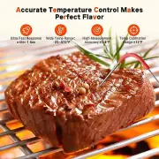 Bluetooth Meat Thermometer with 4 Meat Probes, Step-Less Dimming Backlit LCD