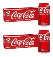 Coca-Cola Fridge Pack Cans, 12 fl oz, 12 Pack, 2 Sets ( Select Flavor)