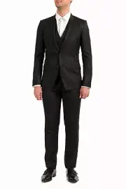 Dolce & Gabbana Men's "Gold" 100% Wool Striped Two Button Three Piece Suit