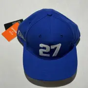 Superdry Vintage B Boy Hat Cap Snapback Flat Brim Blue Embroidered 27 Logo Patch