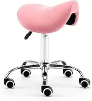 Modern Swivel Hydraulic Saddle Stool on Wheels for SPA Comfort Purple Color