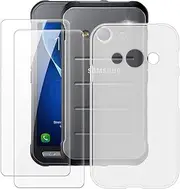 2 Pack Tempered Glass and Printed TPU Case Compatible with Samsung Galaxy Xcover 3 Anti-Scratch Shockproof Screen Protector Flexible Slim Cover Stylish Design (White)