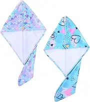 WOONEKY Adorable Hair Towel Wrap Set 2 Pcs Boys and Girls Hair Turban Drying Towels Quick Dry Soft Material Heart