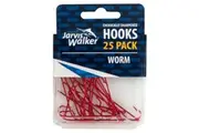 25PK Size 2/0 Jarvis Walker Red Long Shank Chemically Sharpened Fishing Hooks
