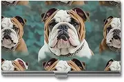 [VFMKT] Slim Metal Business Card Holder Portable Business Card Case Pocket Name Card Holder Funny English Bulldog Wallet for Men Women Office Travel