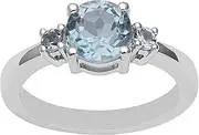 [MOONEYE] Blue Topaz Gemstone With 925 Sterling Silver Trio Stone Ring
