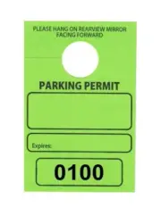 Parking Permit Hang Tags, 3 1/8 X 4 3/4, Grn, Num 0100-0199, Hole -PK/ 100 Tags