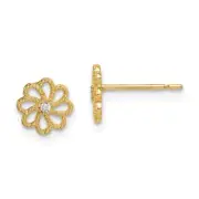Madi K Kid's Earrings 14k Yellow Gold Cubic Zirconia Flower, 0.58 gram