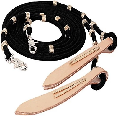 Weaver Leather Weaver Leather Vaquero Split Reins, Black/Tan 35-2044-BK, Brown/T