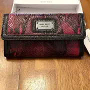 NEW Nine West Wallet Wine Red Upscale SLGS 3455532 Faux Leather Animal Print