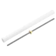 1 Pcs 380mm Lead Screw with Tr8x8 Brass Nut and Plastic Packaging Tube, Silver