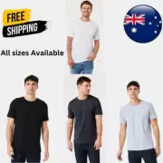 Men's Plain Crew Neck Tee Basic Cotton T-Shirt White Black Grey Marl Blue Night