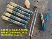 LOT OF (6) NEW DOUBLE-ENDED 3/4" 4-FLUTE HSS END MILLS - QUALITY MADE IN JAPAN