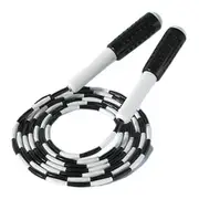 Jump Ropes For Fitness - Beaded Skipping Rope For Exercise With Long Handles black and white