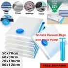12PCS Vacuum Storage Bag with Pump Cloth Space Saver Bags Seal Compressing Bag