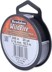 Beadalon Wildfire, 0.006 in, 0.15 mm, Break Strength 10 lb / 4.5 kg, Black, 20 yd / 18 m