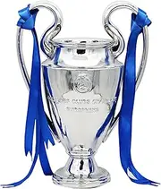 LimuToy Championship Trophy Champion Artwork Sport League Cup Replica Resins, Liverpool Champion Trophy Souvenir Collectibles Office Decorations Trophy Silver/Blue Ribbon