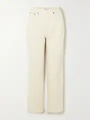 [STILL HERE] STILL HERE - Blue Ridge Embroidered Crochet-trimmed Cotton-twill Straight-leg Pants - Cream - 26 26 Cream