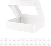 MALICPLUS 25 White Bakery Boxes with Window, 9x7x2.5 Inches Dessert Box, Pastry Boxes with Window, Treat Boxes for Cookies, Chocolate Covered Strawberries, Dessert, Muffins, Donuts, Party Favors