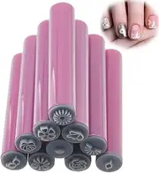 DICOSMETIC 10Pcs 10 Styles Plastic Nail Art Stamping Pen 10.4cm Flower Nail Stamper Kit Old Rose Manicure Stamper Manicure Printing Stamp Tool Creative Home Manicures
