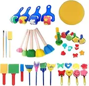 30 Pcs Sponge Painting Brush Set Art & Craft Painting Sponges for Kids Sponge Paint Brushes Stamps Foam Art Craft Drawing Tools Foam Brush Painting Kits (30)