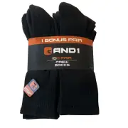 New AND1® Men's Crew Socks 11 pack "ARCH COMPRESSION~Reinforced heel and Toe"