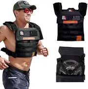Unbrokenshop.com Adjustable Weighted Vest with Sand Plates (Combo), WOD CrossFit, Weight Plates Carrier for Strength and Endurance Training and Running. For Men or for Women, 2 Patches Included (Black)