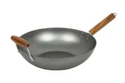 Davis & Waddell Carbon Steel Wok Stir Fry Pans Chinese Wok Silver/Natural 35cm