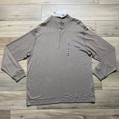 American Canvas Mens 1/4 Zip Mock Neck Long Sleeve Shirt Size XXL Coffee