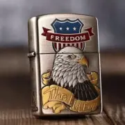 Route 66 Zippo Lighter Smoked Silver Armor 3D Eagle Design Windproof Gift