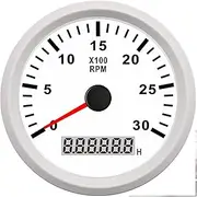 GPVPGHGRJ 85mm Tachometer 3000RPM with Hour Meter Truck Car Boat Diesel Engine Tacho RPM Meter Gauge REV Counter with Backlight Speedometer(White 3K RPM)