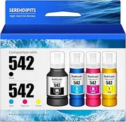 SERENDIPITS 542 Ink Refill Bottles ET-5850 ET-5150 ET-5170 ET-16650 Replacement for 542 Ink Refill Bottles (4 Pack) for Pro ET-5800 ET-16600 ET-5180 ET-5880 ET5850 ET5150 ET5170 ET5180 5800 Printer