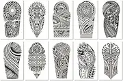 10 Sheets Geometric Texture Ethnic Style Totem Pattern Half-Arm Fake Tattoos Suitable for Arms and Legs Waterproof and Long-Lasting