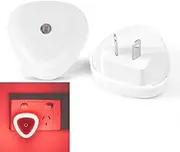 LED Night Light Plug into Wall | Sensor Night Lights Plug in Wall, Dusk to Dawn Sensor Auto-On/Off, Small Night Lights for Kids Room, Baby, Bathroom, Stair, Hallway,Kitchen,Travel (Red - 2Pcs)