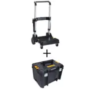 DEWALT TSTAK Trolley Cart 20" 220 lb Capacity w/ Stackable Deep Tool Storage Box