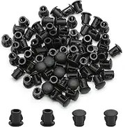 Suiwotin 30PCS 5mm/3/16 Black Hole Plugs Plastic Flush Type Hole Plugs Snap in Locking Hole Tube, Furniture Fencing Post Pipe Insert End Caps (Black)