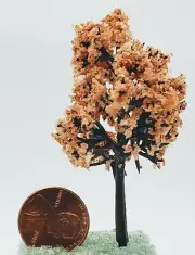 Dollhouse Miniature Handmade 2" Peach Colored Tree -- 1:48 / O / HO Scale
