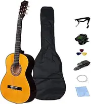 Rosefinch 30 inch Classical Guitar Kits for Beginner Children's Wooden Guitar Adult Acoustic Guitar with Bag Capo Strap Picks Tuner 6 Nylon Strings