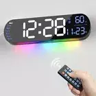 Large Digital Wall Clock with Remote Control 13.7’’, Auto Brightness, 9 RGB