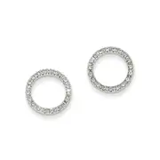 14K White Gold 1/8 Ctw Circle Real Diamond Earrings