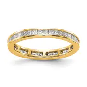 Solid Real 14k Polished 1ct Princess Channel Set CZ Eternity Wedding Band Ring