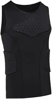 [Frediuo] Mens Padded Vest Padded Compression Shirt Vest Chest Rib Protector Vest for Adults athletes
