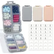 3 Pack, 14 GRIDS Travel Pill Organizer Box with Labels - Travel Medicine Case...