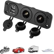 12V Auto USB Cigarettes Load Socket Support Switch. Battery Voltage for RV Adjustment for Most DC 12V Vehicle Blue Plastic