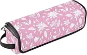 [sanluoli] 2 in 1 Hair Tools Organizer and Heat Resistant Mat Hair Tools Organizer Storage Bag Fresh Print Flower Peach Safari Travel Bag for Hair Tools